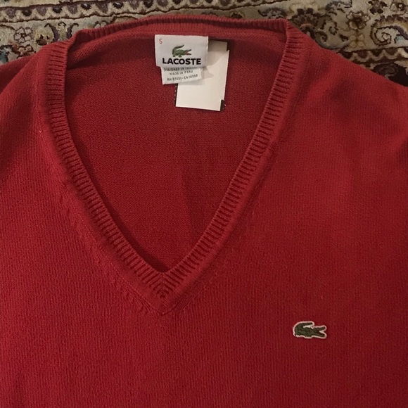 Lacoste Red V-Neck Sweater Men’s Size 5 (Medium) - Picture 5 of 7